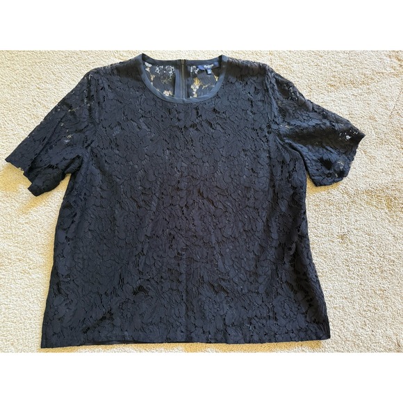 Madewell‎ Black Lace Short Sleeve Shirt Size XL - Picture 1 of 5